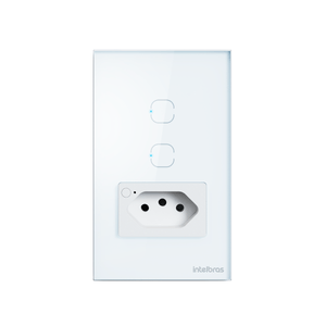 Tomada com 2 Interruptores Inteligentes Wi-fi ETS 2002 Branco Intelbras